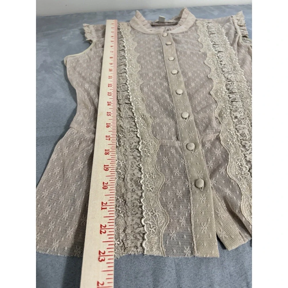 Vintage Free People Y2K Sheer Lace Sz L  Boho Victorian Festival Prairie Cottage - Picture 5 of 10